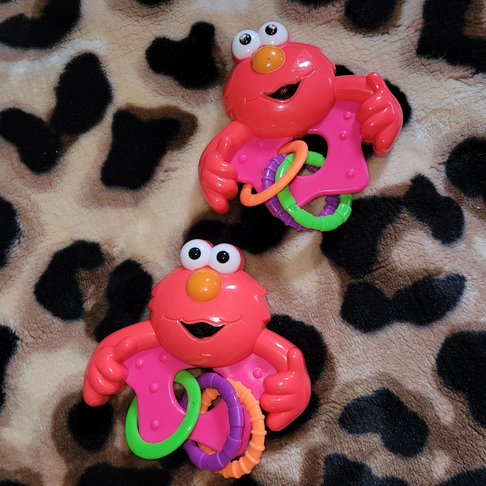 Elmo Teething Toy Rattles Baby Infant Set of 2